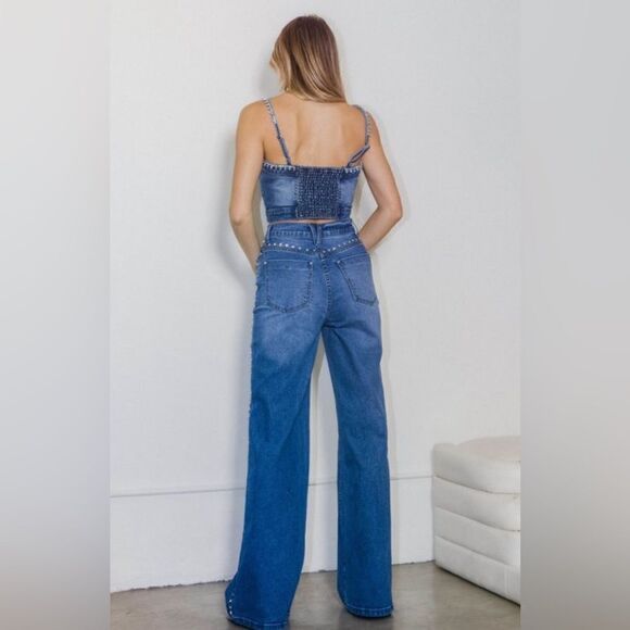 070. RHINESTONE STUDDED JEANS - Picture 3 of 10